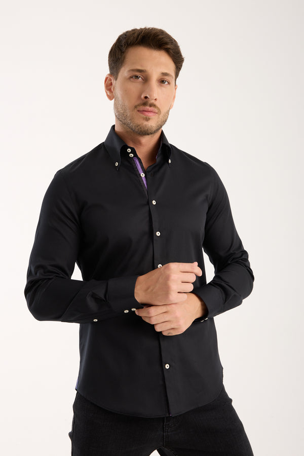 Chemise Homme Roma Iconic Satin Noir