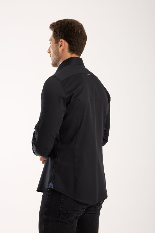 Chemise Homme Roma Iconic Satin Noir
