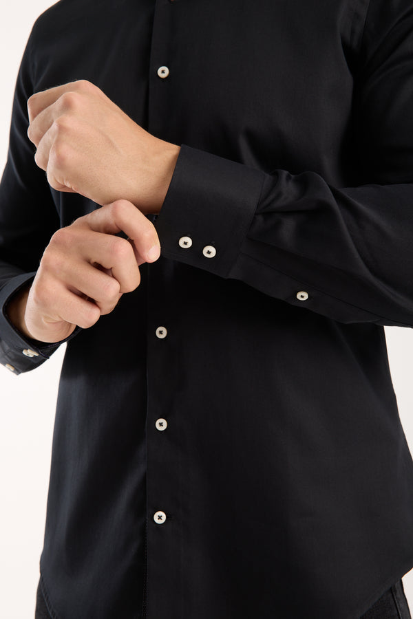Chemise Homme Roma Iconic Satin Noir