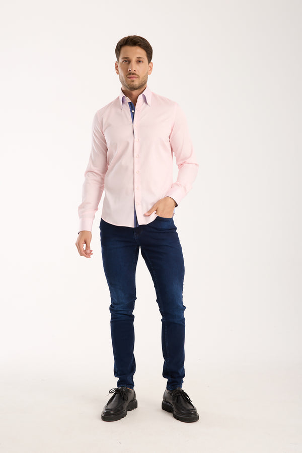 Camicia Uomo Roma Iconic Satin Rosa