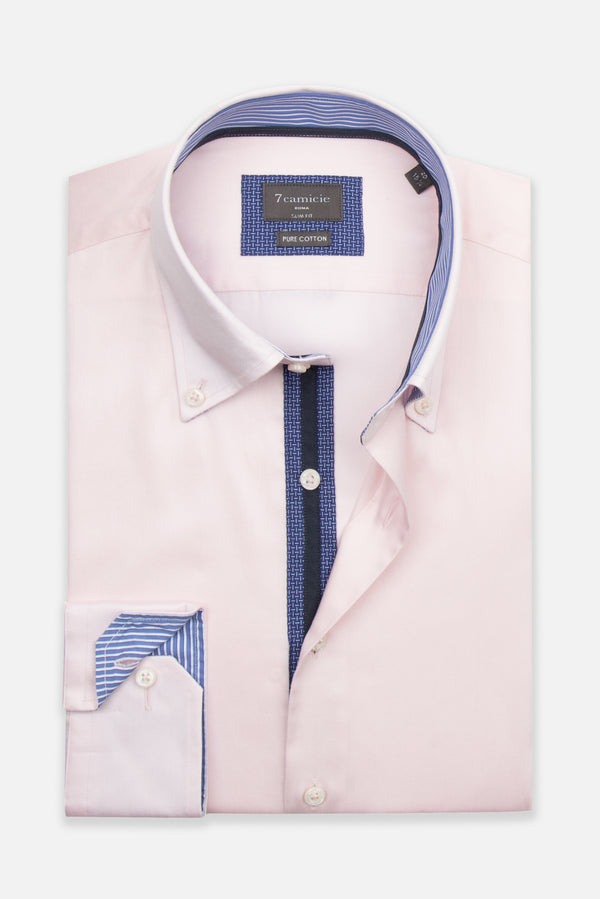 Camicia Uomo Roma Iconic Satin Rosa