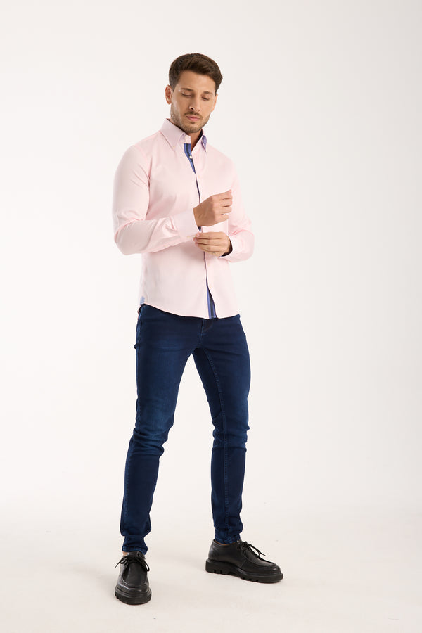 Camicia Uomo Roma Iconic Satin Rosa