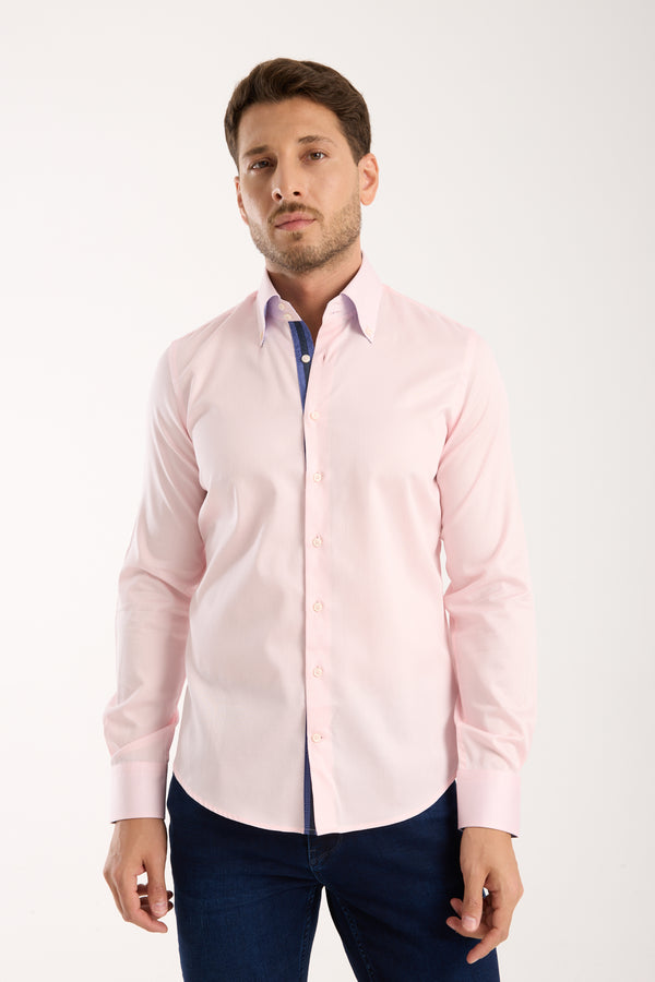 Camicia Uomo Roma Iconic Satin Rosa
