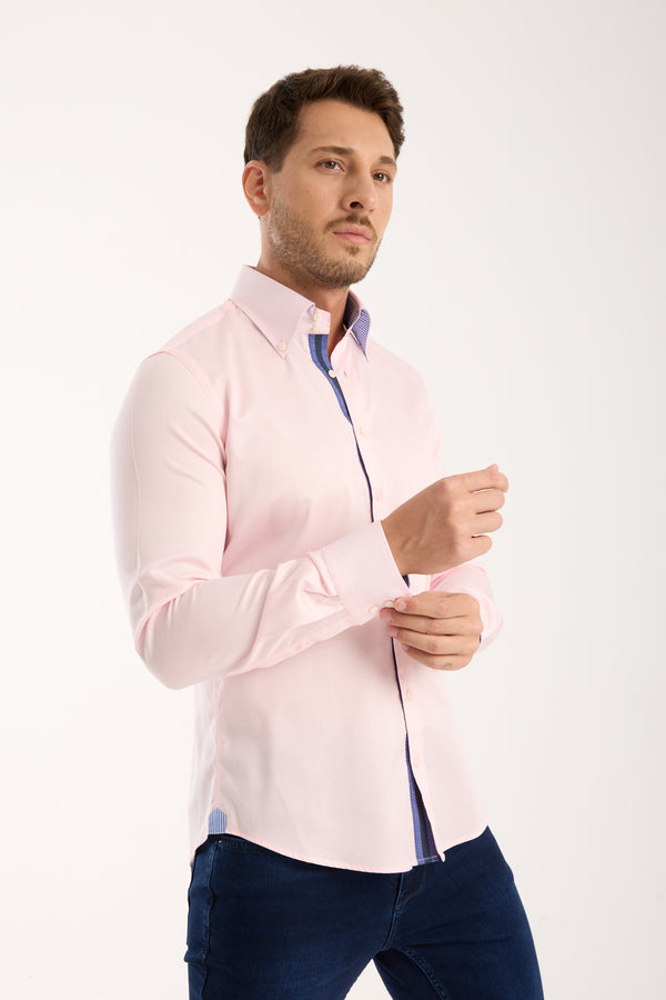 Camicia Uomo Roma Iconic Satin Rosa