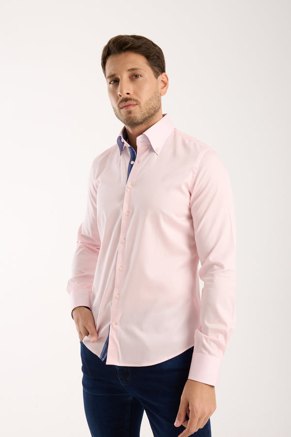 Camicia Uomo Roma Iconic Satin Rosa
