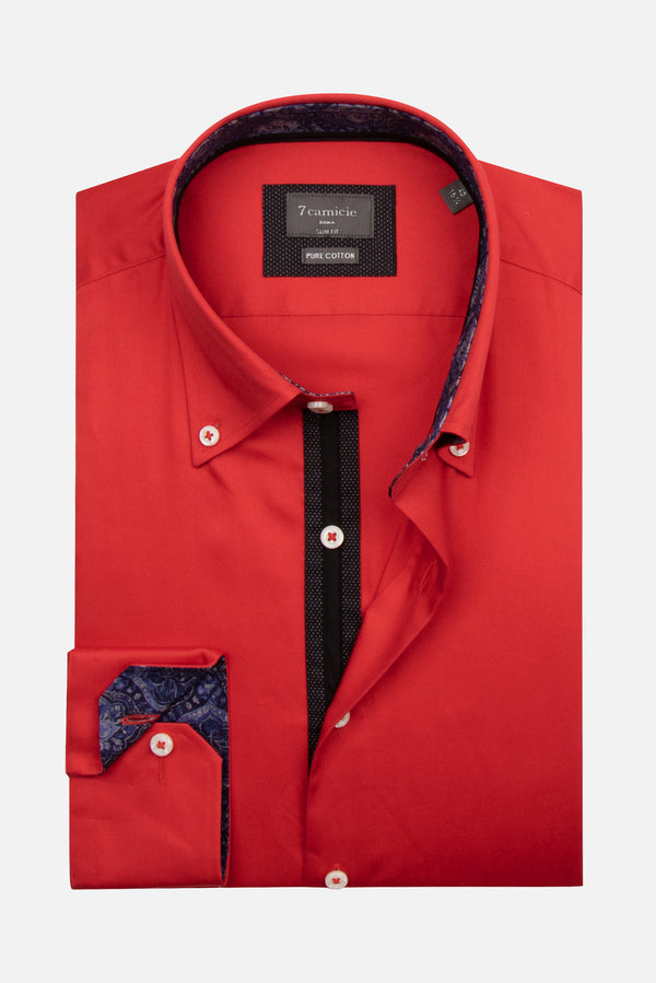 Camicia Uomo Roma Iconic Satin Rosso