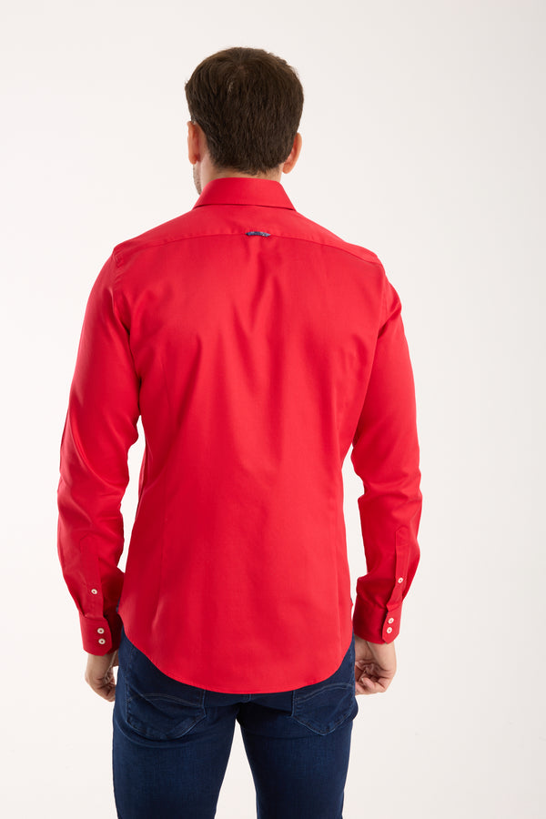 Camicia Uomo Roma Iconic Satin Rosso