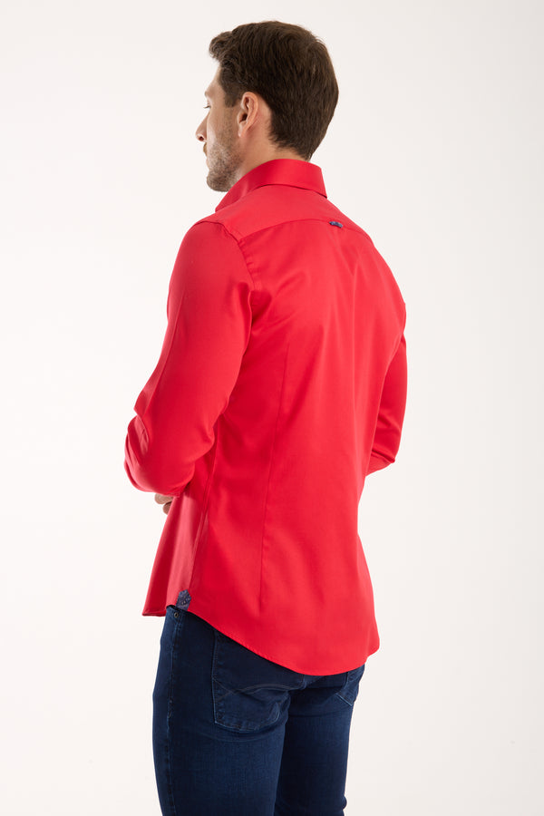 Camicia Uomo Roma Iconic Satin Rosso