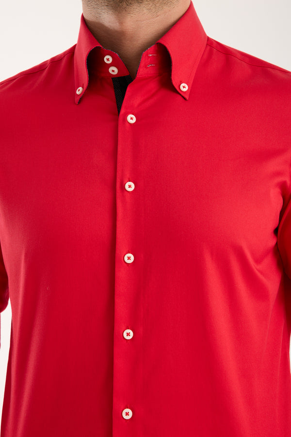 Camicia Uomo Roma Iconic Satin Rosso