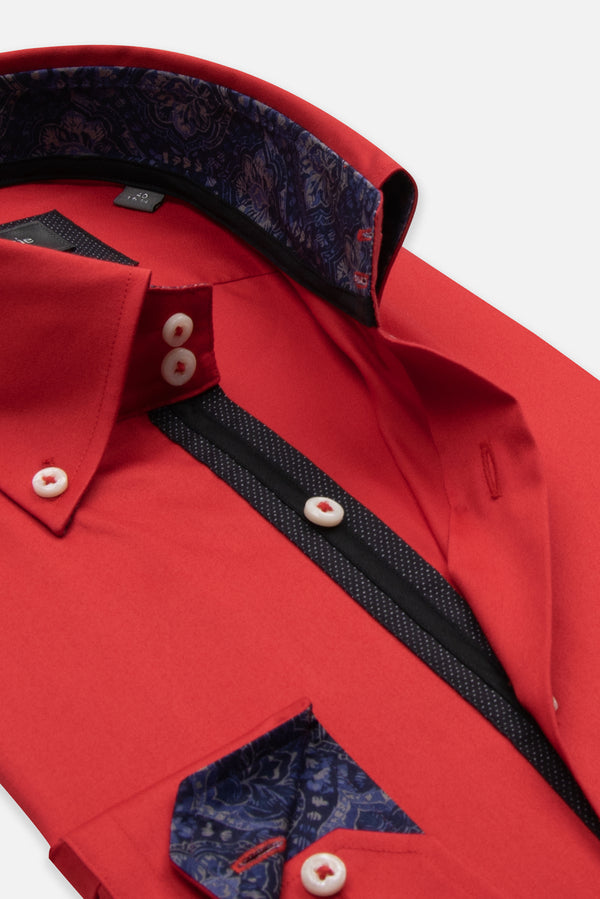 Camicia Uomo Roma Iconic Satin Rosso