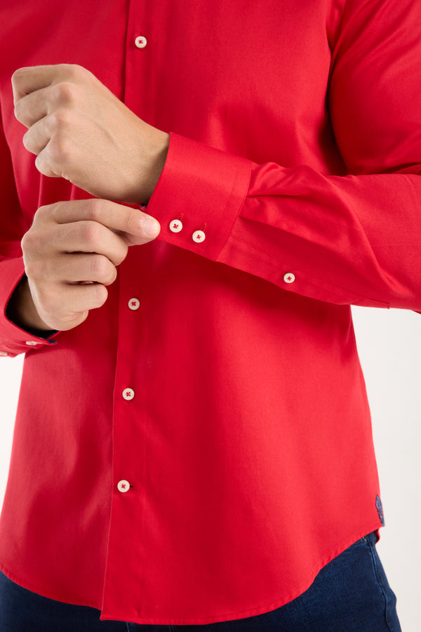 Camicia Uomo Roma Iconic Satin Rosso