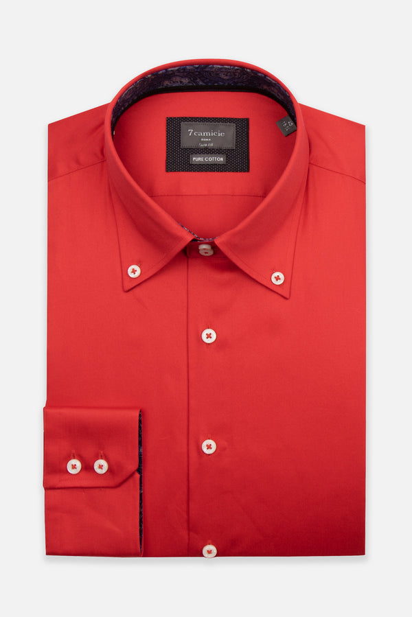 Camicia Uomo Roma Iconic Satin Rosso