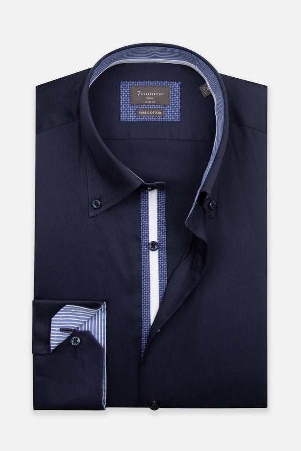 Camicia Uomo Roma Iconic Satin Blu