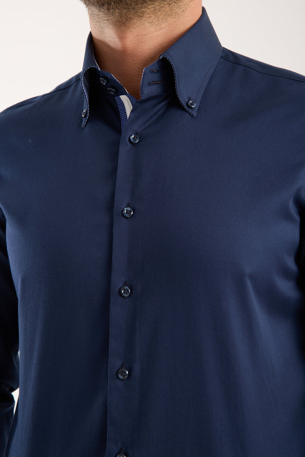 Camicia Uomo Roma Iconic Satin Blu