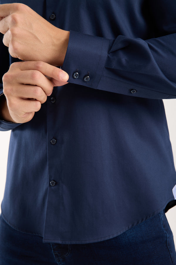 Camicia Uomo Roma Iconic Satin Blu