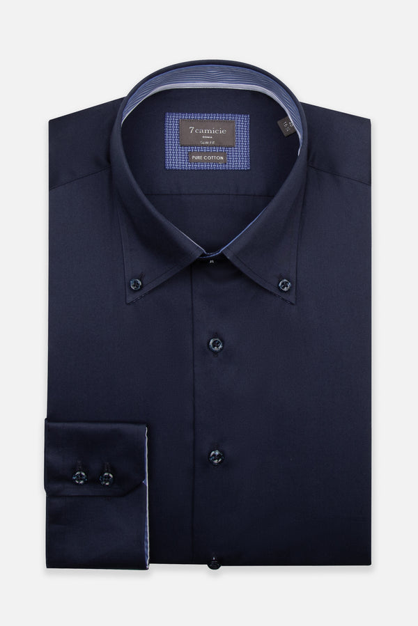 Camicia Uomo Roma Iconic Satin Blu