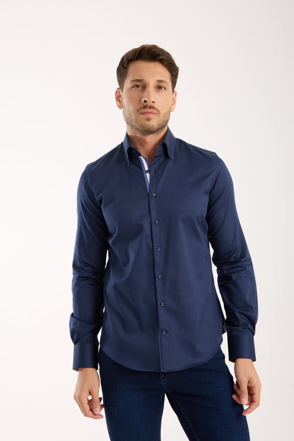 Camicia Uomo Roma Iconic Satin Blu