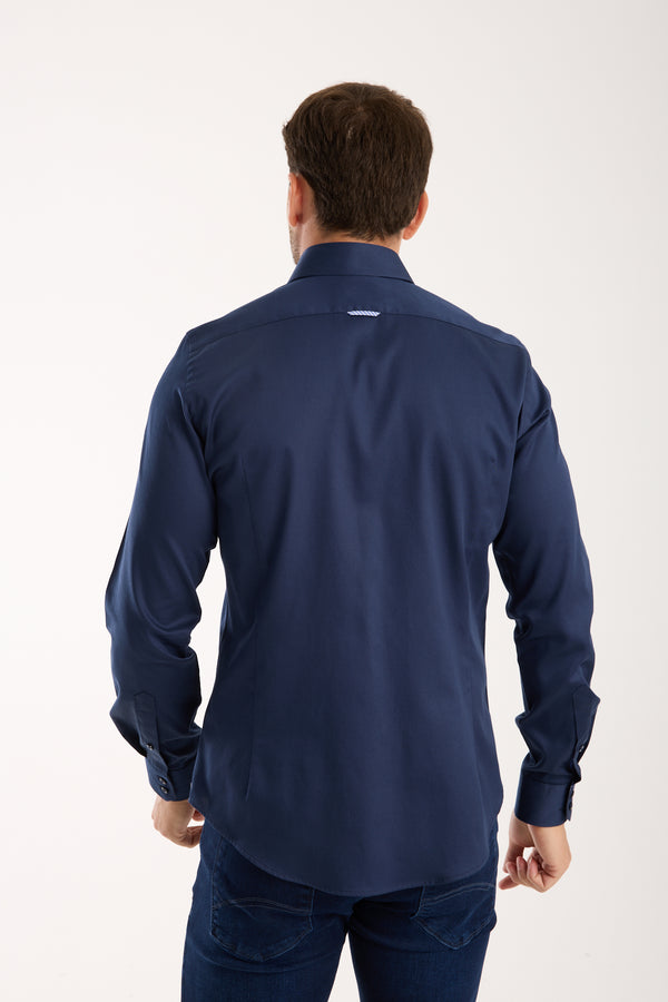 Camicia Uomo Roma Iconic Satin Blu