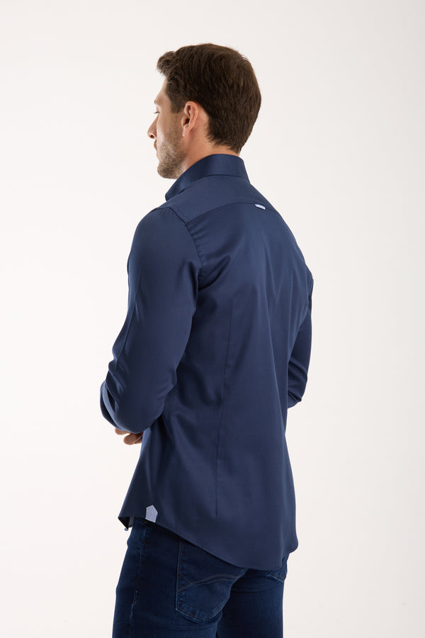 Camicia Uomo Roma Iconic Satin Blu