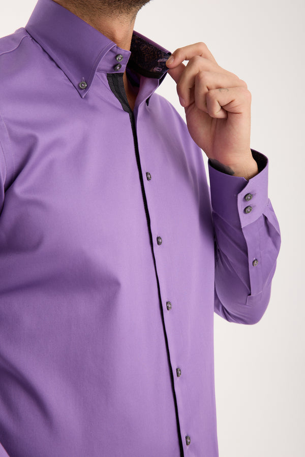 Chemise Homme Roma Iconic Satin Violet