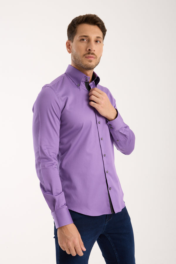 Chemise Homme Roma Iconic Satin Violet