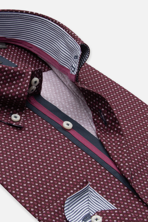 Roma Iconic Poplin Stretch Man Shirt Purple White