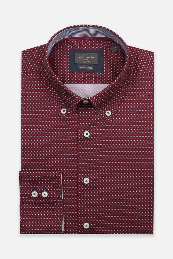 Roma Iconic Poplin Stretch Man Shirt Purple White