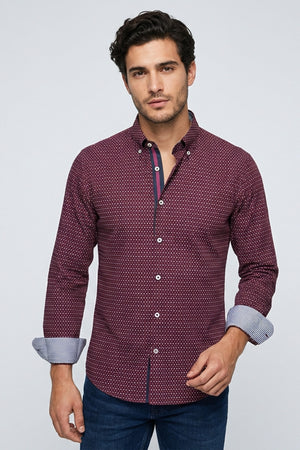 Roma Iconic Poplin Stretch Man Shirt Purple White