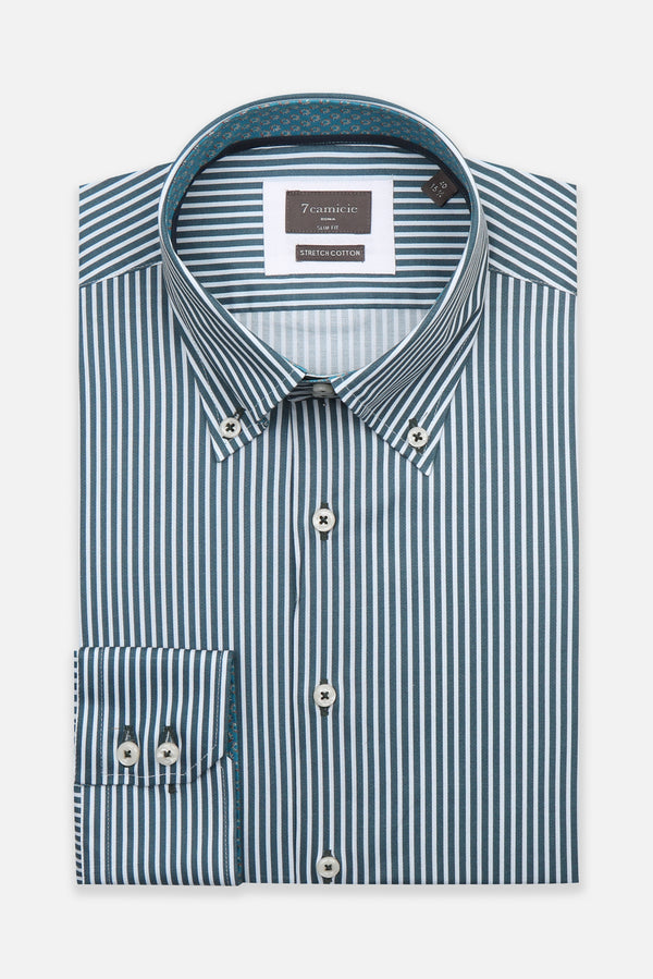 Roma Iconic Poplin Stretch Man Shirt White Green