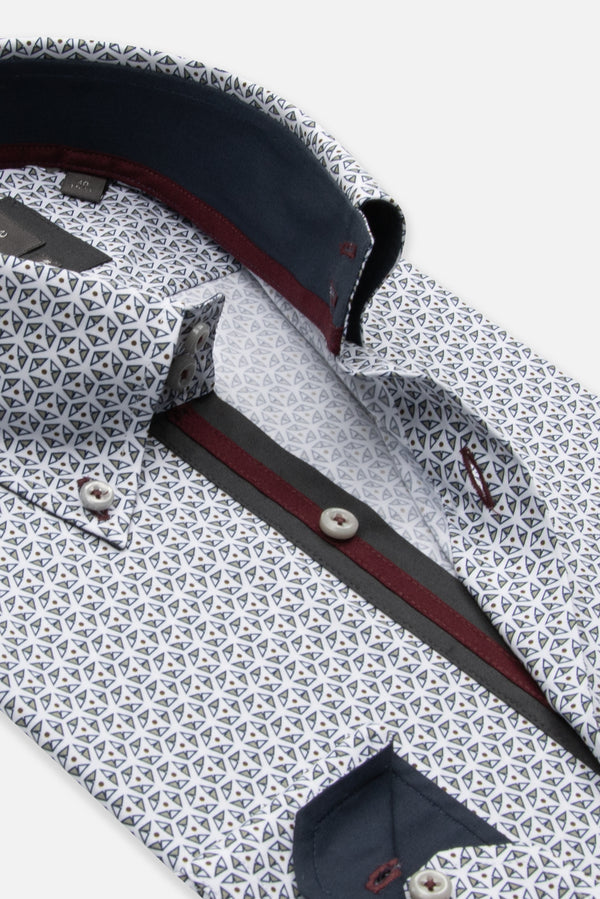 Roma Iconic Poplin Stretch Man Shirt White Blue