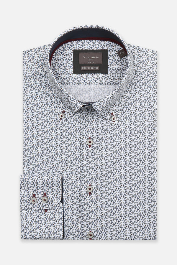 Roma Iconic Poplin Stretch Man Shirt White Blue