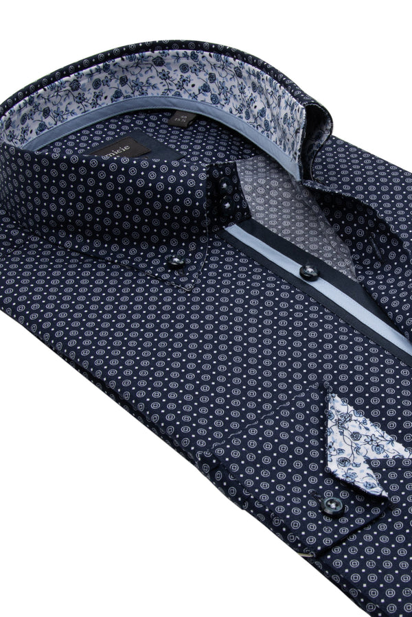 Roma Iconic Herren Hemd Popelin Blau Weiss