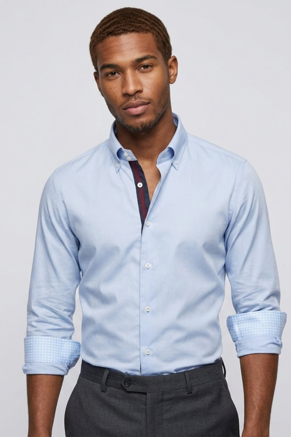 Roma Iconic Herren Hemd Satin Hellblau