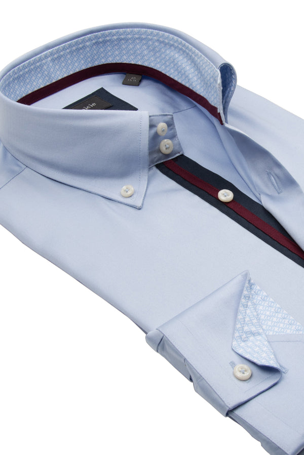 Roma Iconic Herren Hemd Satin Hellblau