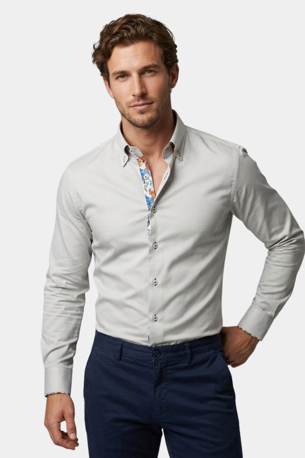 Roma Iconic Satin Men’s Shirt Grey