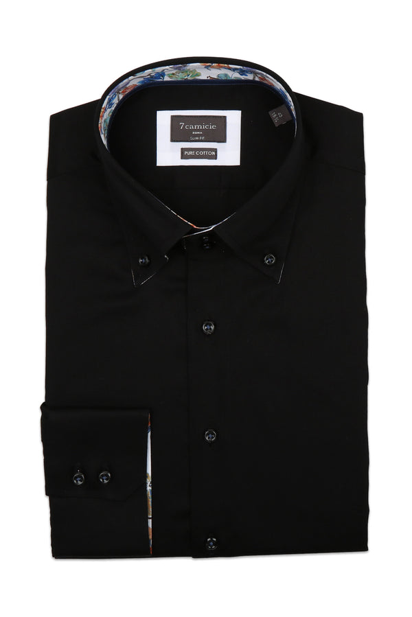 Roma Iconic Herren Hemd Satin Schwarz