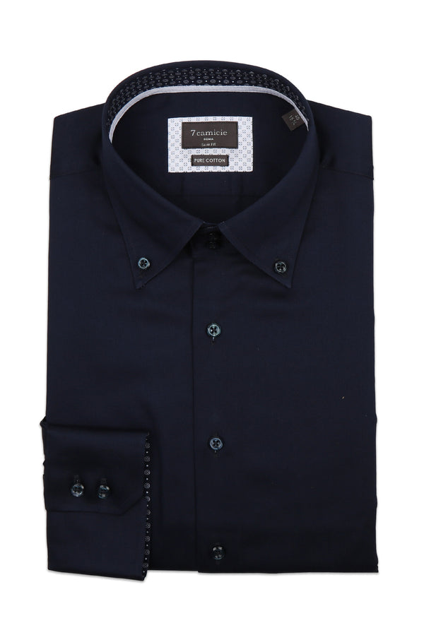 Roma Iconic Herren Hemd Satin Blau