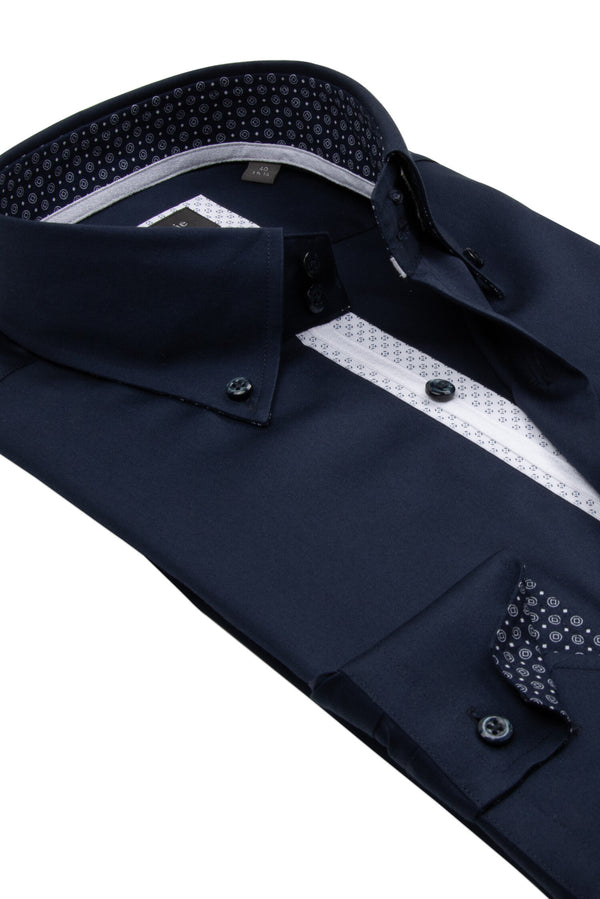 Roma Iconic Herren Hemd Satin Blau