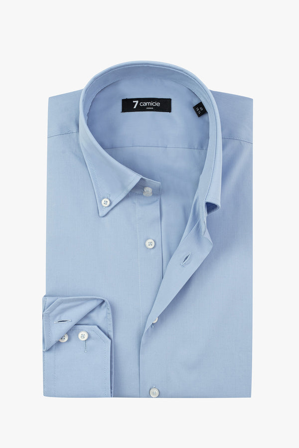 Roma Essentials Poplin Stretch Man Shirt Light Blue