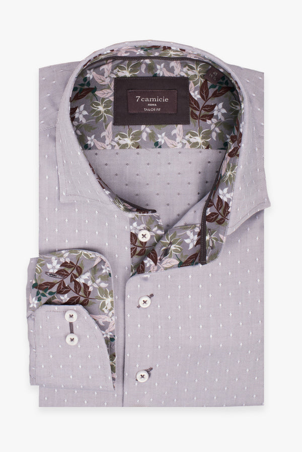 Camisa Hombre Oxford Gris Blanco