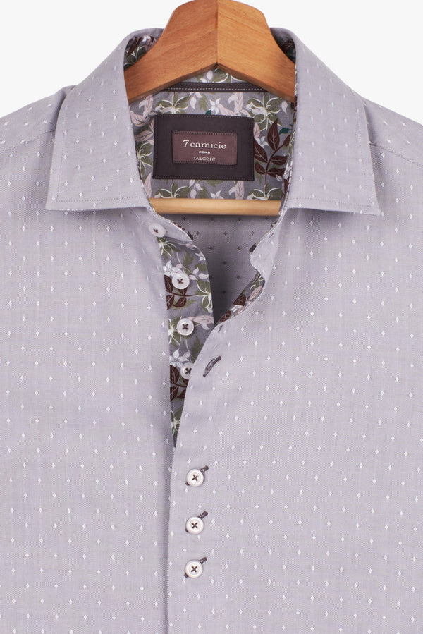 Camicia Uomo Oxford Grigio Bianco