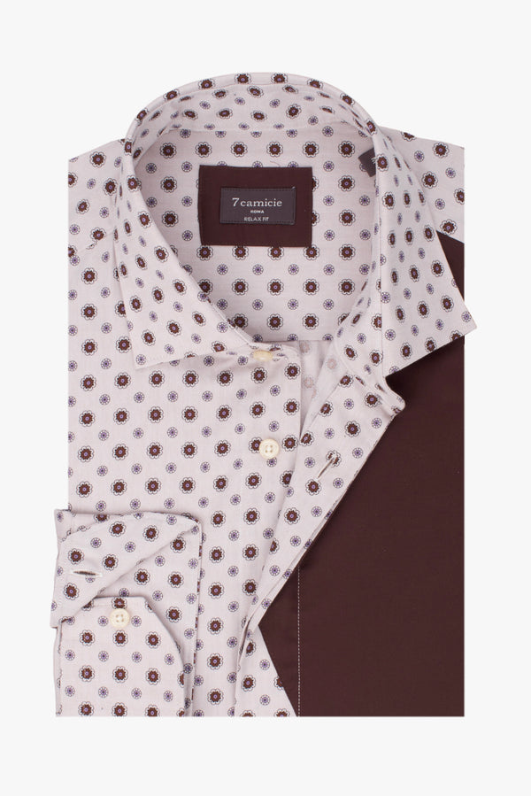 Camicia Uomo Sport Popelin Beige Marrone