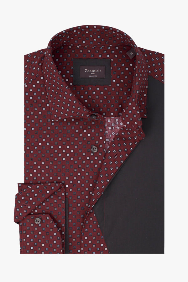 Chemise Homme en Popeline rouge et grise