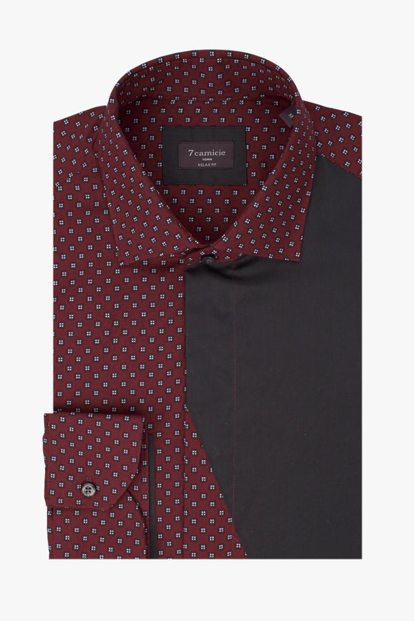 camisa para hombre en popelin roja y gris