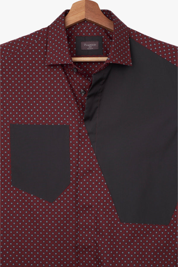 camisa para hombre en popelin roja y gris