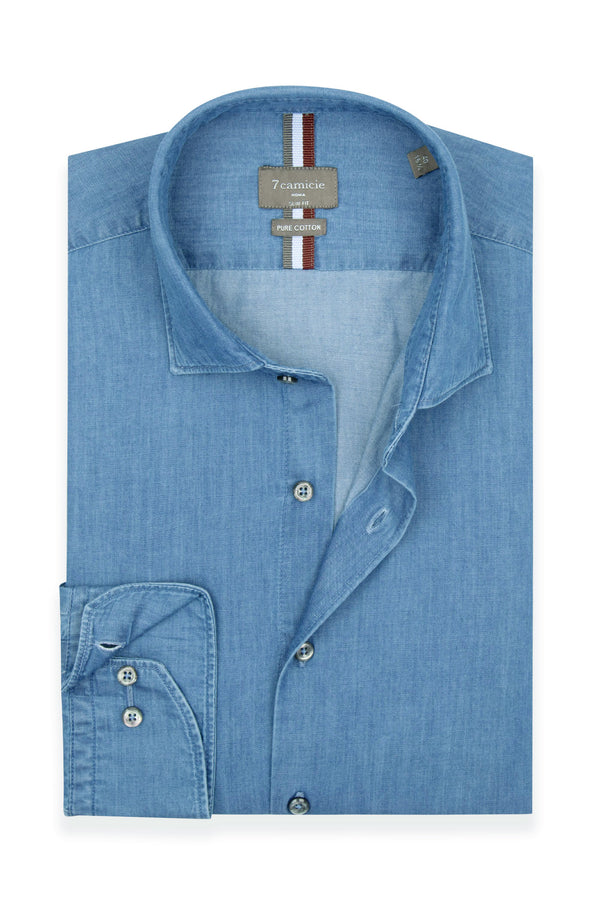 Herren Hemd Denim Blau