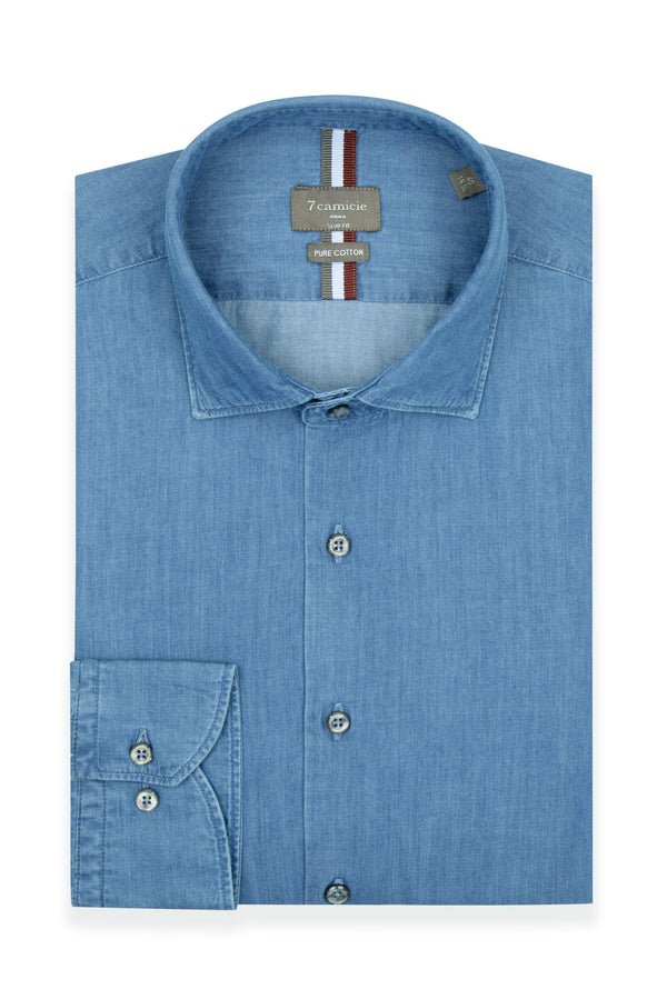 Herren Hemd Denim Blau