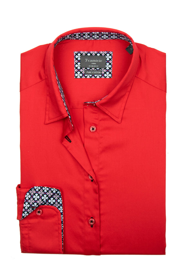 Camicia Donna Satin Rosso