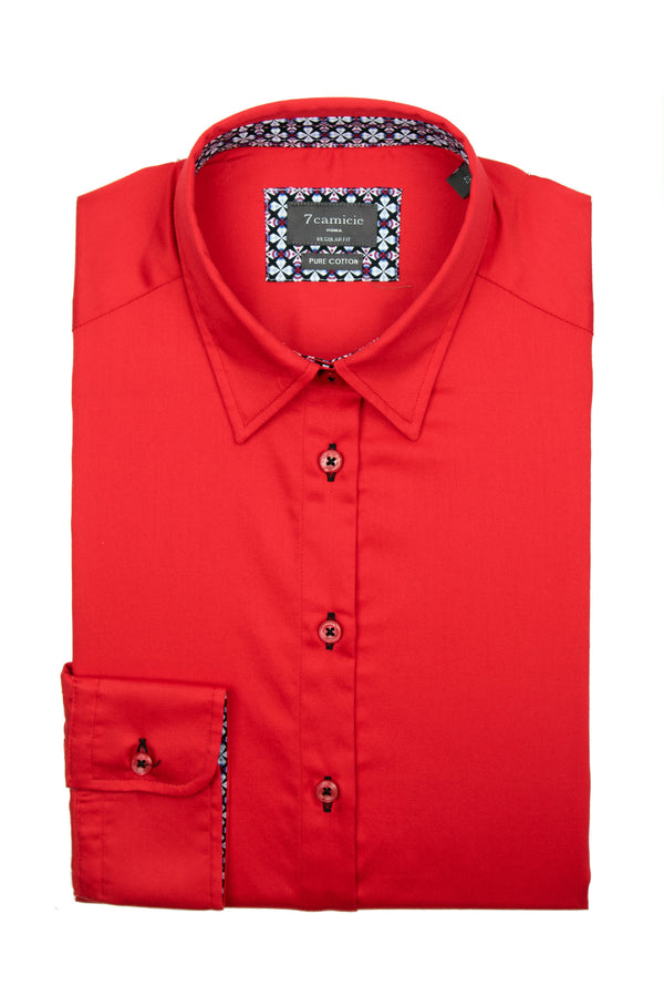 Camisa Mujer Satin Rojo