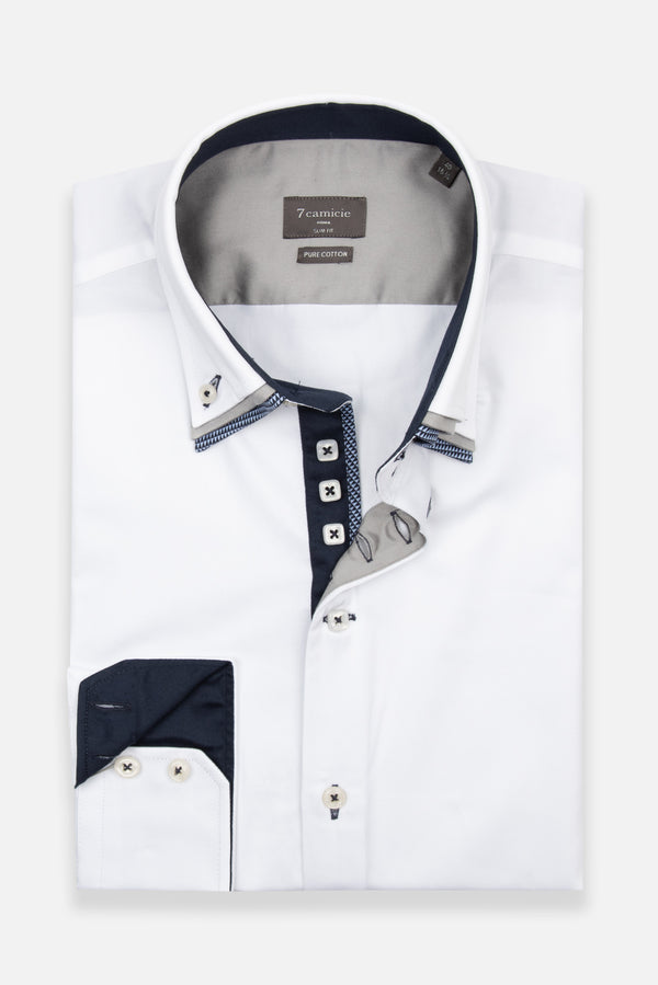 Camicia Uomo Vesuvio Iconic Satin Bianco